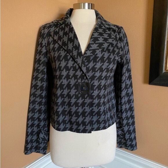 Doncaster Wool Blend Leather Trim Short Blazer Jacket 6 - Picture 2 of 9